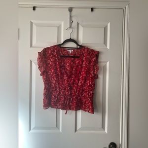 Women’s abound red floral ruffle crop XL